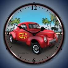 Vintage-Retro  Willys Gasser Lighted Wall Clock