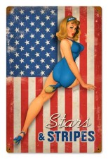 Vintage-Retro Stars and Stripes Metal-Tin Sign