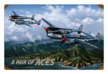 Vintage Pair of Aces 18 x 12 Inches Metal Sign