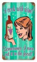 Vintage-Retro Cook with Wine Metal-Tin Sign