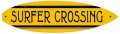 Vintage-Retro Surfer Crossing Surfboard Metal-Tin Sign
