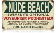 Vintage-Retro Nude Beach Florida Metal-Tin Sign