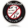 Vintage-Retro No Flushing Round Metal-Tin Sign