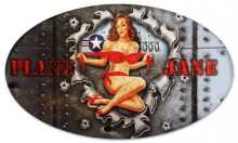 Vintage-Retro Plane Jane Oval Metal-Tin Sign