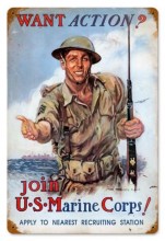 Vintage-Retro USMC Action Metal-Tin Sign