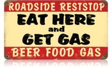 Vintage-Retro Eat Here Get Gas Metal-Tin Sign