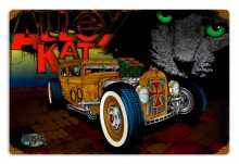 Vintage Rat Rod Alley Cat 12 x 18 inches Tin Sign