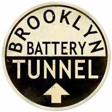 Vintage-Retro Brooklyn Tunnel LARGE Round Metal-Tin Sign