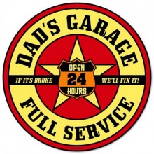 Vintage-Retro Dads Garage Round Metal-Tin Sign