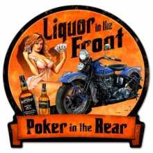 Vintage-Retro Liquor Up Front Round Banner Metal-Tin Sign