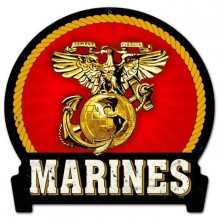 Vintage-Retro Marines Round Banner Metal-Tin Sign
