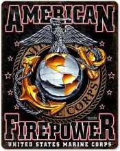 Vintage-Retro USMC Firepower Metal-Tin Sign