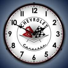 Vintage-Retro  1956-57 Corvette logo Lighted Wall Clock
