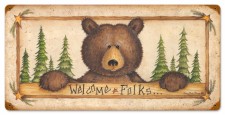 Vintage-Retro Welcome Folks Metal-Tin Sign