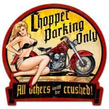 Vintage-Retro Chopper Parking Round Banner Metal-Tin Sign