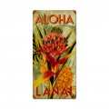 Vintage Aloha Pineapple Tin Sign 12 x 24 Inches