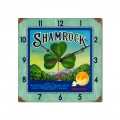 Retro Shamrock Metal  Wall Clock  12 x 12 Inches