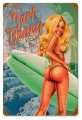 Vintage-Retro Surf Bunny Metal-Tin Sign
