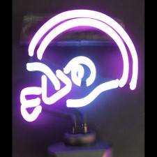 Retro PURPLE AND WHITE FOOTBALL HELMET NEON SCULPTURE  12 W  x 12 H x 6 D