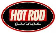 Vintage-Retro Hot Rod Garage Oval Metal-Tin Sign