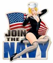 Vintage-Retro Join The Navy Custom Shape Metal-Tin Sign
