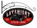 Vintage-Retro Latenight Speed Shop Double Sided Oval Metal-Tin Sign with Wall Mount
