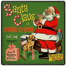 Vintage-Retro Santa Record Cover Metal-Tin Sign