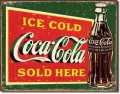 Vintage COKE - Ice Cold Green Tin Sign