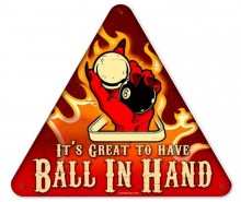 Vintage-Retro Ball In Hand Triangle Metal-Tin Sign