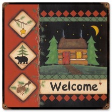 Vintage-Retro Welcome Cabin Metal-Tin Sign