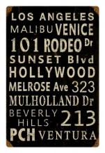 Vintage Metal Sign LA Towns 12 x 18 Inches