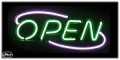 Neon Open Sign - Open Deco Green & Purple - Art Deco Style