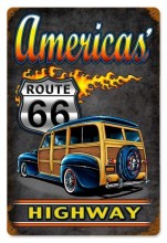 Vintage-Retro America Highway Woody Metal-Tin Sign