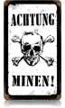 Vintage-Retro Achtung Minen! Metal-Tin Sign
