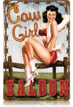 Vintage-Retro Cowgirl Saloon Metal-Tin Sign