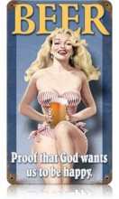 Vintage-Retro Beer Pin Up Metal-Tin Sign