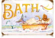 Vintage-Retro Mermaid Bath Metal-Tin Sign LARGE