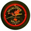 Retro WURLITZER JOHNNY ONE NOTE NEON CLOCK 15 x 15 Inches