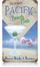 Vintage-Retro Pacific Beach Club Metal-Tin Sign