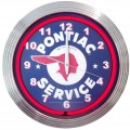 Retro GM PONTIAC SERVICE NEON CLOCK 15 x 15 Inches