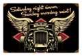 Vintage Saturday Night Sinner Metal Sign