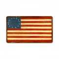 Retro US Flags 13 Stars Metal Sign  14 x 8 Inches