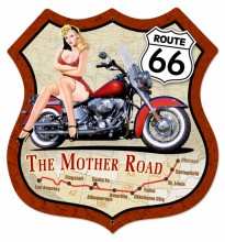 Vintage-Retro Route 66 Pinup Shield Metal-Tin Sign 3