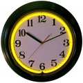 Retro BLACK RIM YELLOW STANDARD NEON CLOCK 15 x 15 Inches
