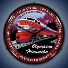 Vintage-Retro  Olympian Hiawatha Train Lighted Wall Clock